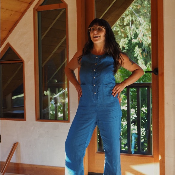 NWT BEATON Linen Jumpsuit in Chicory - Picture 2 of 3